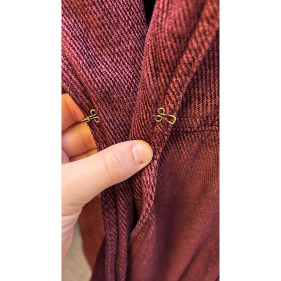 Free People Long Double-Breasted Coat Wine Red Size L - Picture 9 of 10